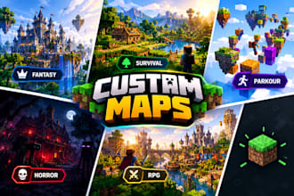 create minecraft map, adventure map, survival map, rpg map or fantasy world