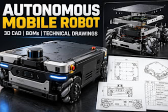 design autonomous mobile robot amr chassis 3d cad bom technical PDF drawings