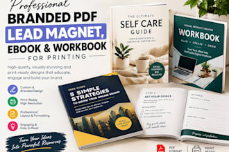 do professional branded PDF lead magnet, ebook and workbook for printing