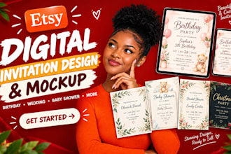 etsy digital product design etsy shop setup seo listing etsy mockup invitation