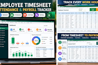 create employee timesheet attendance overtime and payroll tracker in excel