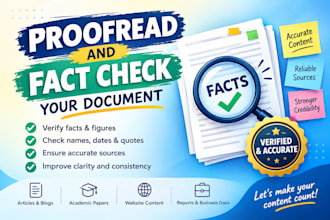fact check, proofread document, fix errors