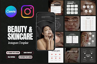 design canva instagram branding kits, beauty posts, skincare and salon promos