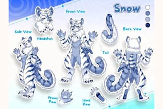 draw your furry reference sheet, fursona, or anthro character, sfw or nsfw
