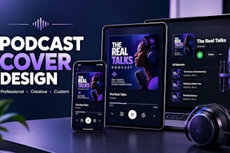 podcast cover design for a professional, creative and eye catching podcast