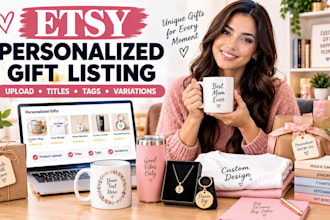etsy personalized gifts listing upload optimise titles tags variations product