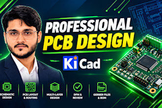 design pcb schematic and layout in kicad with gerber and bom