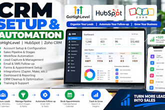 setup gohighlevel, hubspot, zoho CRM automation and workflows