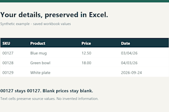 convert PDF price lists and inventory tables to excel