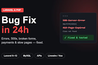 fix bugs and errors in your laravel or php website