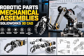 design robotic parts mechanical assemblies solidworks 3d cad exploded view