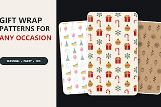design a seamless gift wrap pattern for wrapping paper and packaging