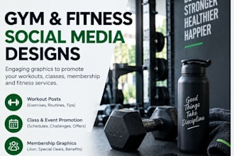 create gym and fitness content, workout posts and promotional graphics