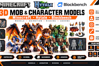 create hytale minecraft blockbench 3d mob character model animation for addons