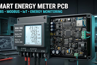 design smart energy meter pcb, rs485 modbus, iot and monitoring hardware