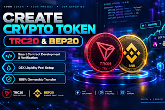 create trc20 bep20 crypto token and smart contract