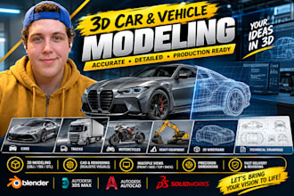 create realistic 3d car modeling, vehicle design and automotive 3d models