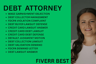 be your debt lawyer for credit card lawsuits, fdcpa violations and debt defense