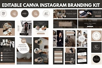 design canva instagram branding kit, marketing materials for fashion brands
