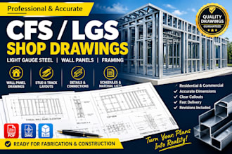 create cfs shop drawings for light gauge steel wall panels and framing