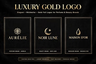 modern luxury gold logo design for perfume and beauty brand
