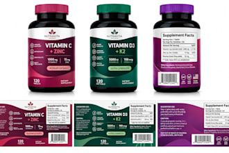 create supplement bottle rending, vitamin jar packaging, vial label design