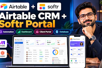 build airtable database automation CRM softr client portal web app and dashboard