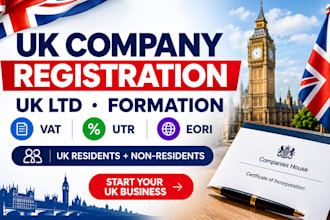 do UK company formation, ltd registration, vat, utr and eori