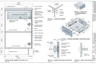 create kitchen cabinet, bathroom shop drawings, cut lists and fabrication plans