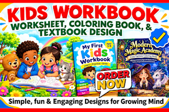 design cute kids coloring pages, kids workbook and children book illustration