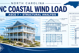 design north carolina coastal wind load calculations, permit drawings plans