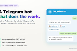 build a custom telegram bot with python, ai and api integration