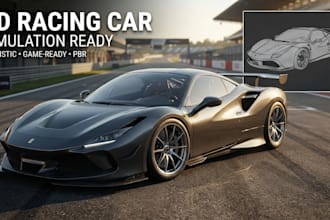 design 3d sport car, 3d racing car, game ready car,  pbr, 3d sport vehicle model