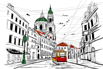 do hand drawn sketches and custom illustrations