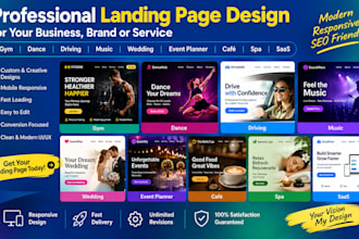 design gym dance driving  music wedding event planner café spa saas landing page