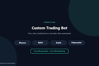 build a custom python trading bot for crypto, kalshi or polymarket