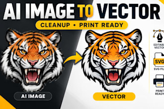 convert ai generated image to vector, ai logo cleanup, print ready artwork