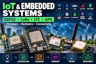 develop esp32 iot, lora, lte and gps embedded systems