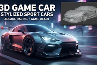 create 3d sport car model, arcade racing car, 3d vehicle model, game car model