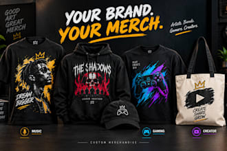 design custom artist, band, gaming and creator merchandise for brand growth