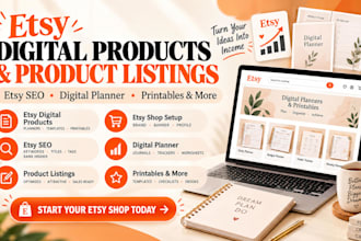 design etsy digital products, etsy product listing with etsy seo digital planner