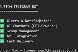 build a custom telegram bot for alert, automation , and ai
