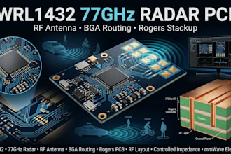 design iwrl 1432 77ghz radrr pcb, rf antenna and rogers high frequency stackup