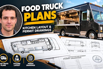 design food truck plans, kitchen layout and permit drawings