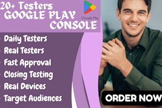 provide 12 testers 20 testers for google play closed testing andriod app testing