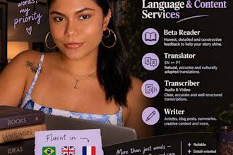 translate and transcribe in english and portuguese