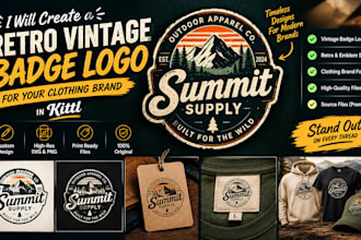 create a retro vintage badge logo for your clothing brand in kittl