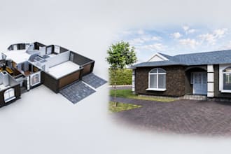 create a 3d house model, interior design from your 2d floor plan