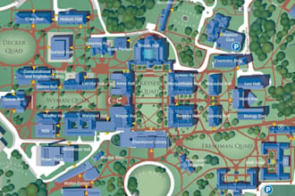design illustrated campus map, university map, school map