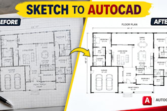 autocad 2d floor plan drafting from PDF, sketch or image with accurate dimension